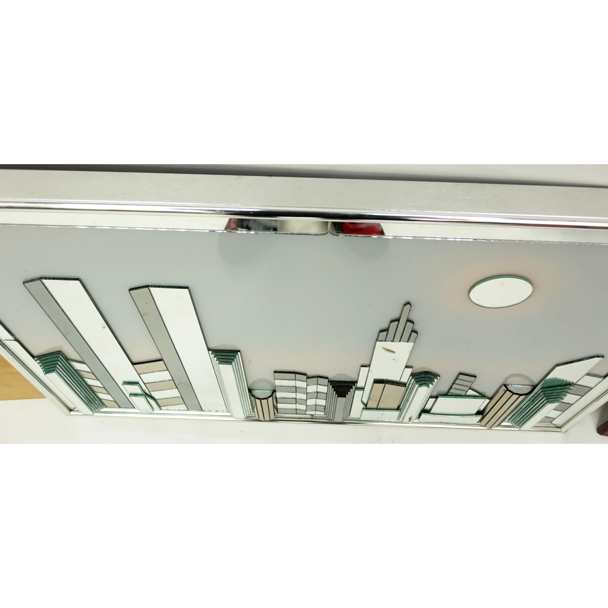 Mid Century Ello Style Cityscape Wall Mirror. Unsigned.