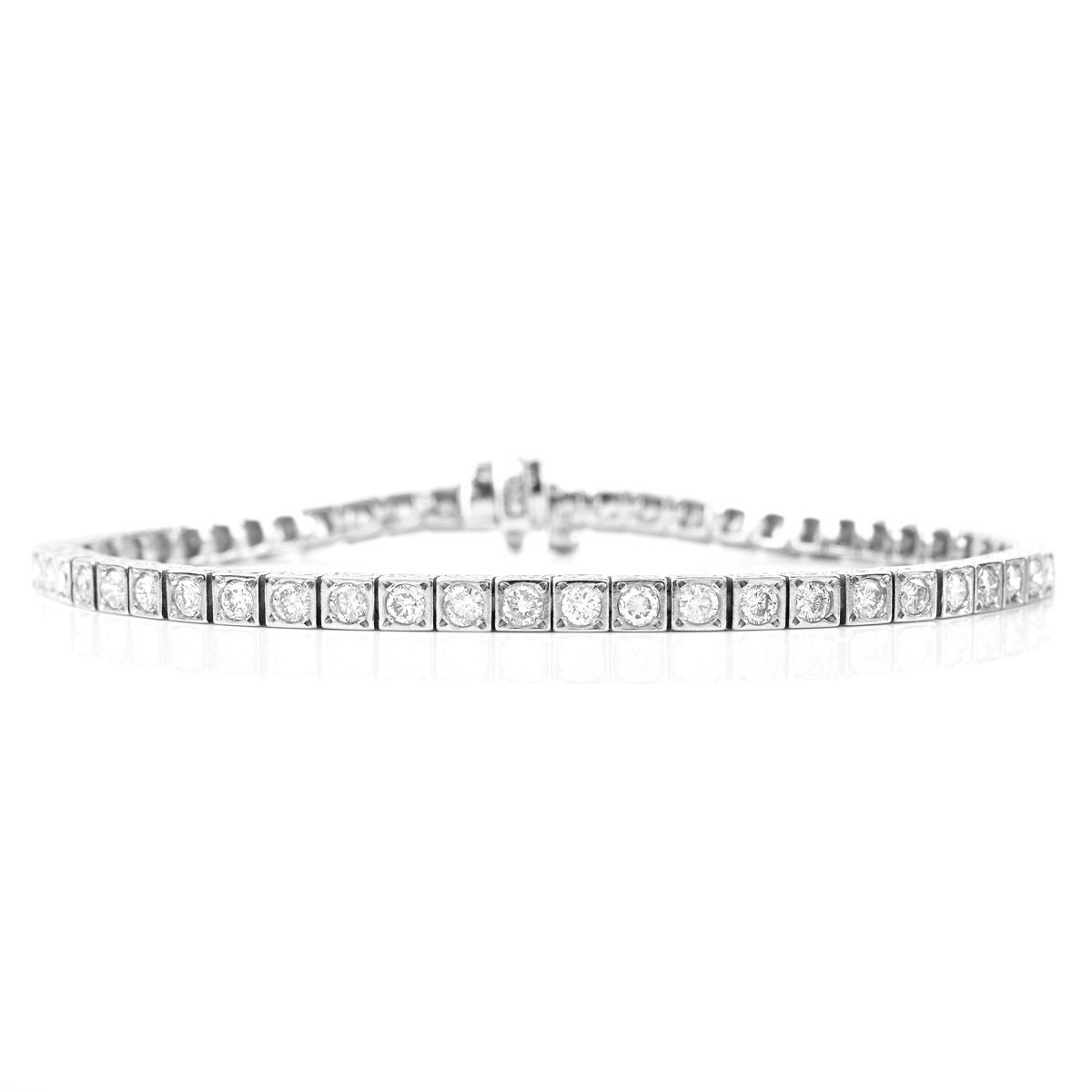 Vintage Approx. 3.0 Carat Round Brilliant Cut Diamond and Platinum Box Line Bracelet.