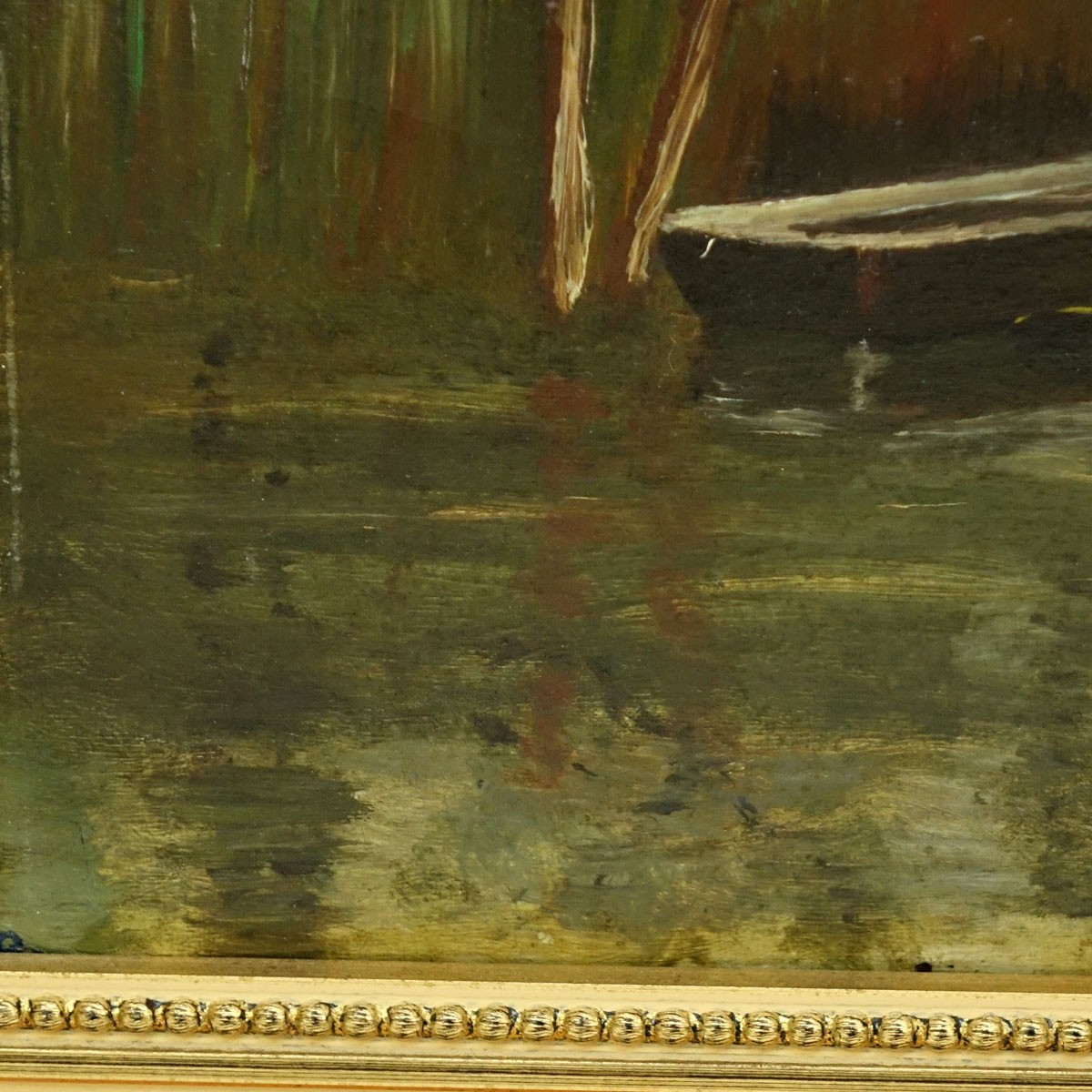 19/20th Century Egyptian School Oil on Board, Paddle Boat in Open Water, Unsigned. Some spotting, small scuffs line.