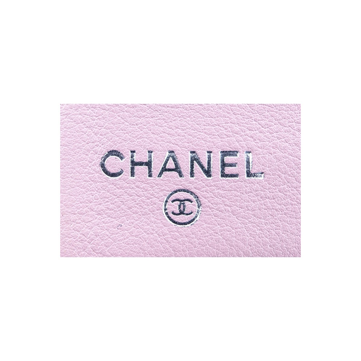 Chanel Pink Caviar Leather Front Logo Long Wallet. Interior with 8 slots, zippered change pocket.