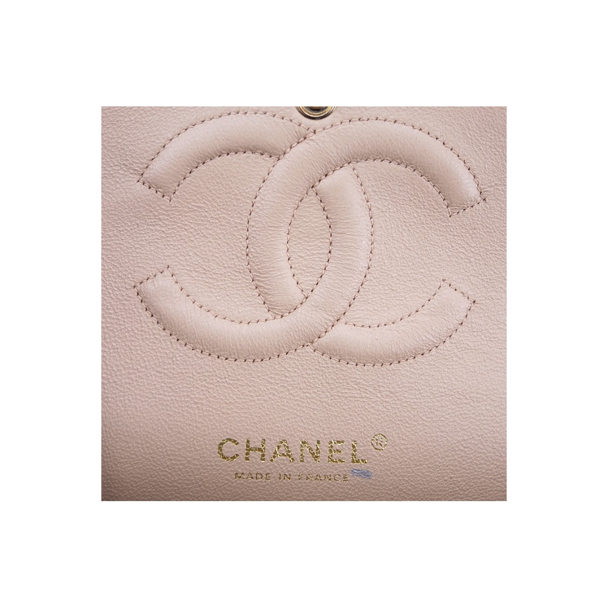 Chanel Light Beige Quilted Leather Bicolor Classic Double Flap 26 Bag. Gold tone hardware, beige interior with zippered and patch pockets, chain interlaced with leather.