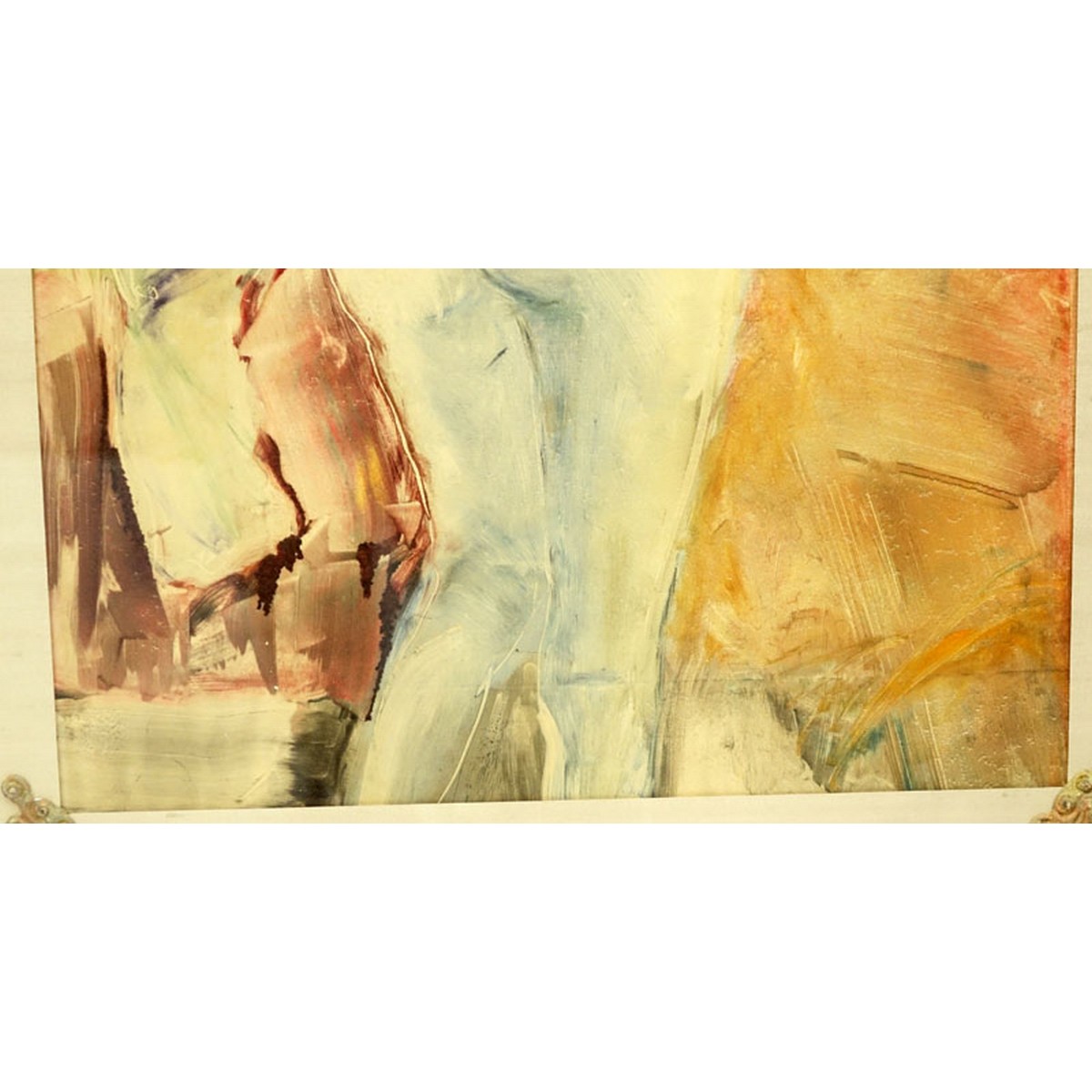 Large Modern Watercolor on Paper, Nude in Interior Scene, Unsigned. Good condition.