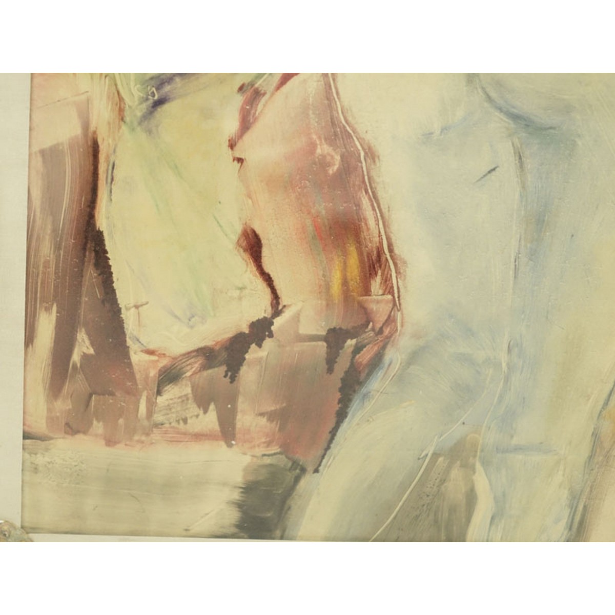 Large Modern Watercolor on Paper, Nude in Interior Scene, Unsigned. Good condition.