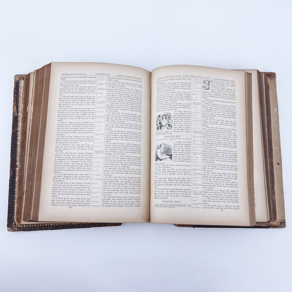Harper and Brothers, Publishers, New York, 1846, Large Leather Bound Illuminated Bible. Includes the Old and New Testaments, and the Apocrypha, with the number of their chapters.