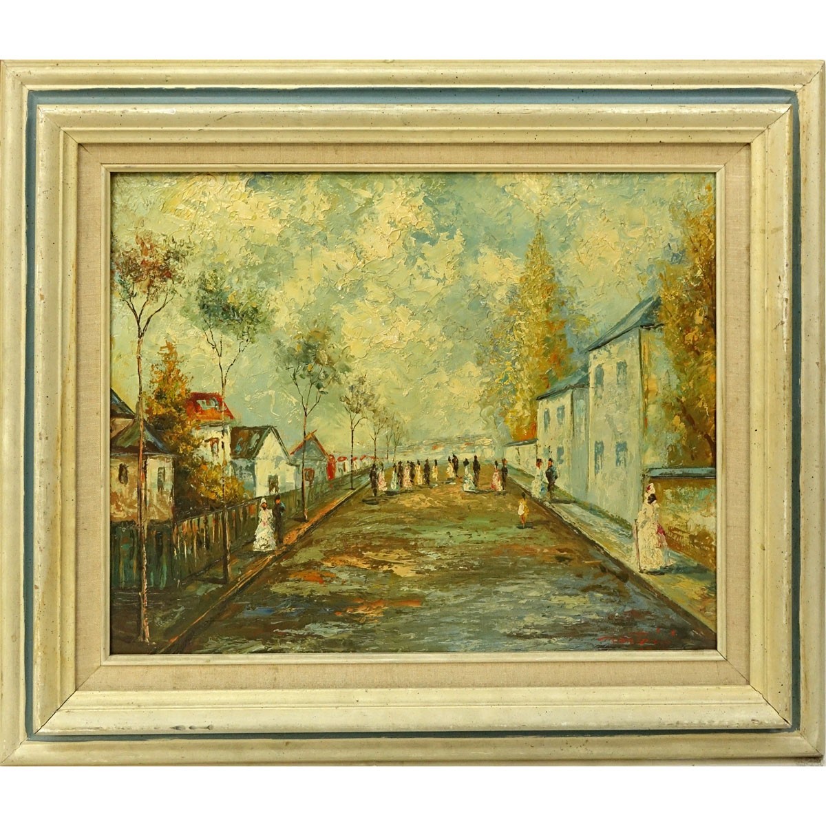 Monterini (20th C) Oil on Board, Street Scene, Signed Lower Right. Good condition.