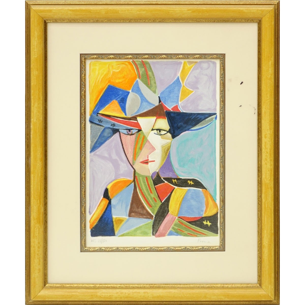 Bona (Bona de Mandiargues), Italian/French (1926–2000) Color Serigraph, Portrait of a Woman, Signed and Numbered HC 21/50. Good condition.