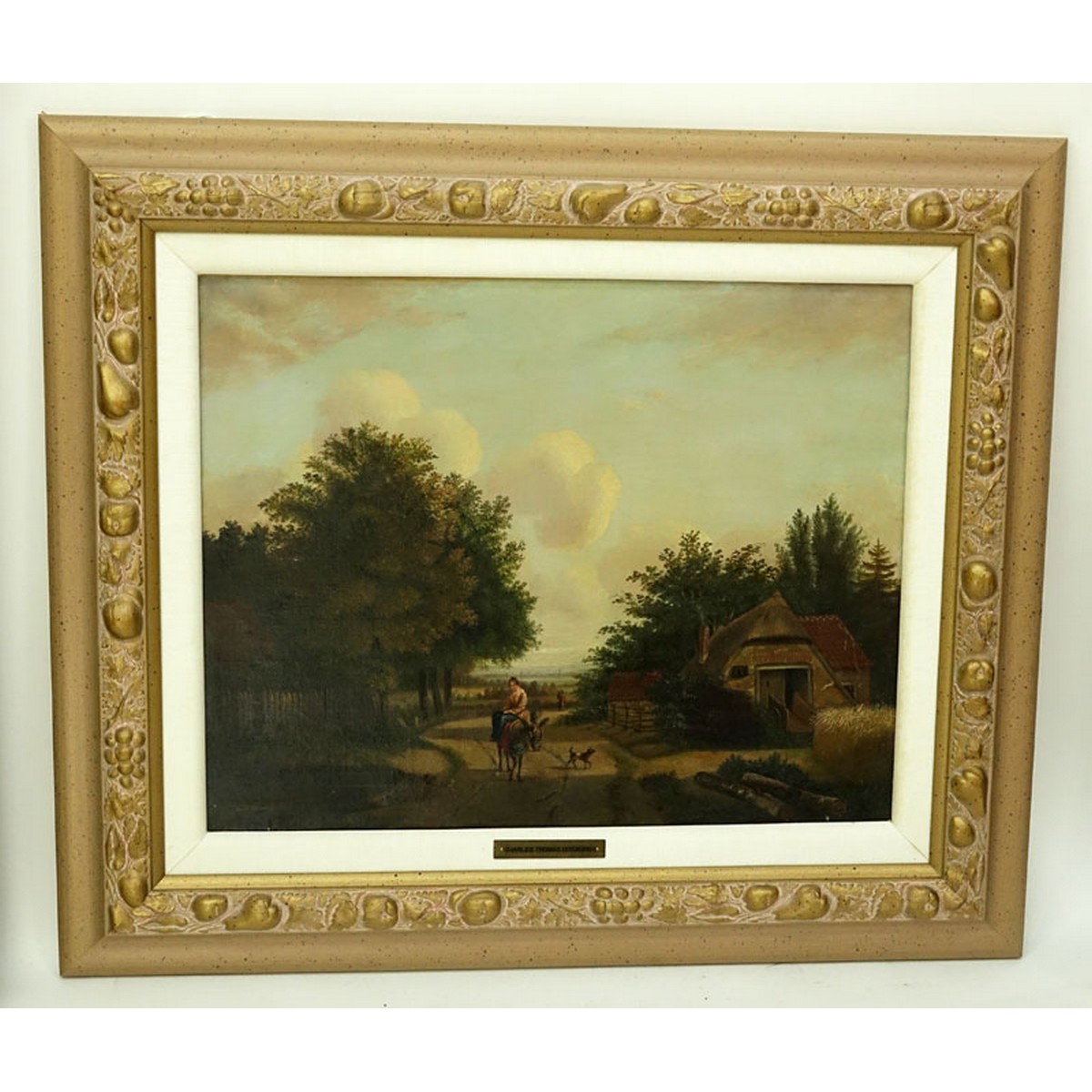 Charles Thomas Dixon (19th C) Oil on canvas "Landscape With Cottage". No visible signature.