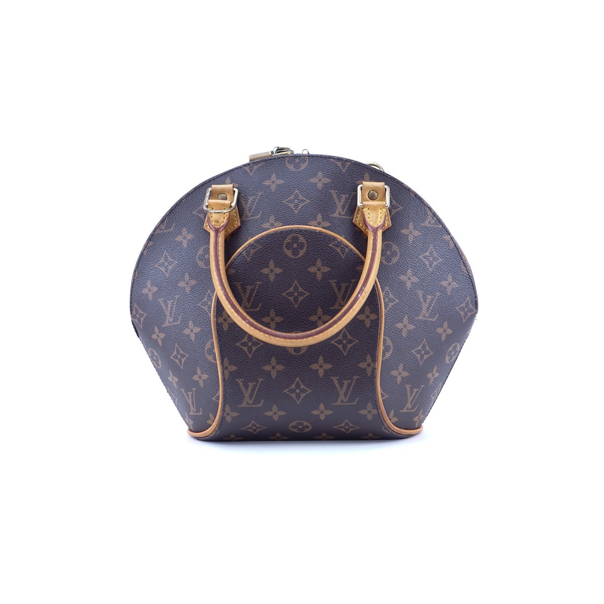 Louis Vuitton Brown Monogram Coated Canvas Ellipse PM Bag. Golden brass hardware, vachetta straps.