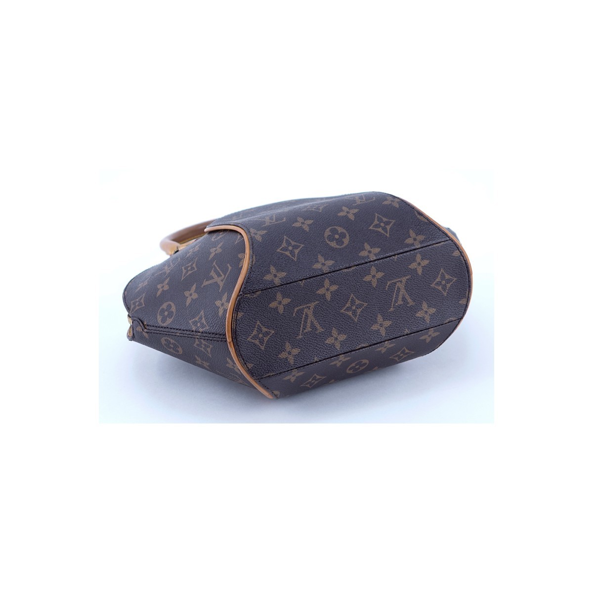 Louis Vuitton Brown Monogram Coated Canvas Ellipse PM Bag. Golden brass hardware, vachetta straps.