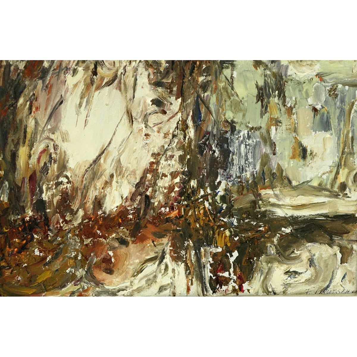 F. Brutsch (20th C.) Oil on Canvas, Abstract Composition, Signed and Dated 1965 Lower Right.