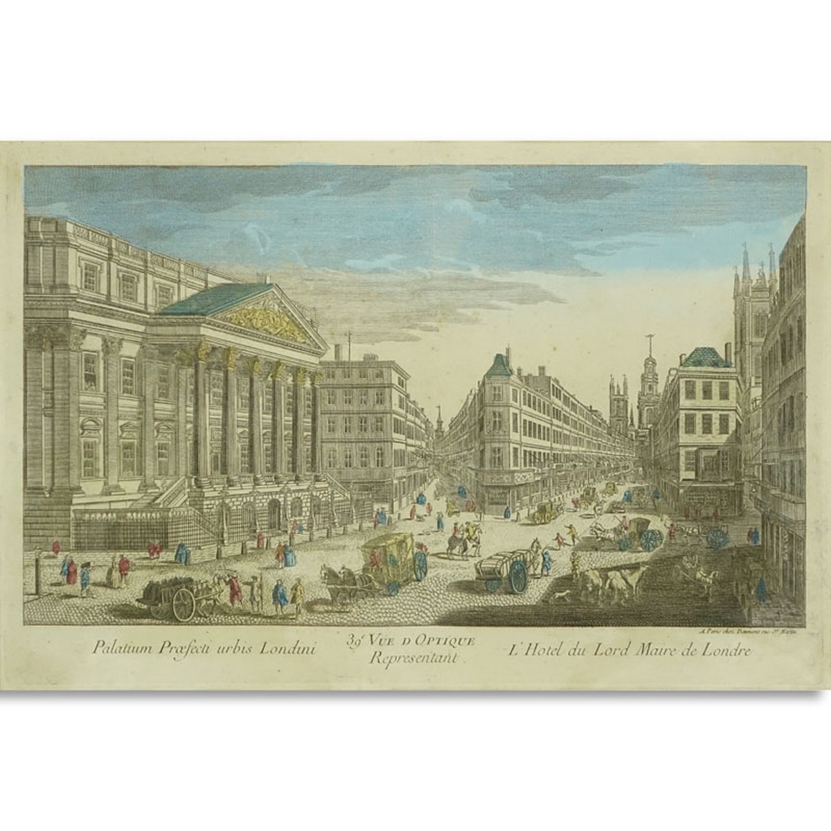 Jean Francois Daumount, French (1740 - 1775) Hand Color Engraving, L'Hotel du Lord Maire de Londre., a Paris Chez Daumount Rue St. Martin.