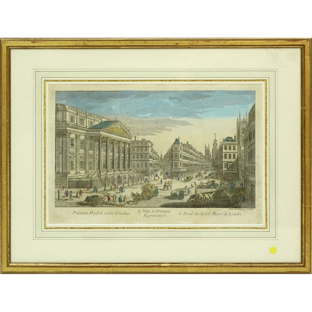 Jean Francois Daumount, French (1740 - 1775) Hand Color Engraving, L'Hotel du Lord Maire de Londre., a Paris Chez Daumount Rue St. Martin.