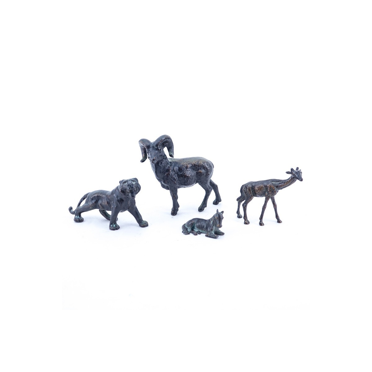 Grouping of Four (4) Vintage Bronze Animal Figures. Unsigned.
