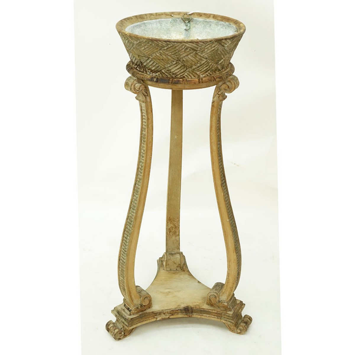 Neoclassical Style Painted and Carved Wood Planter. Includes insert to top.