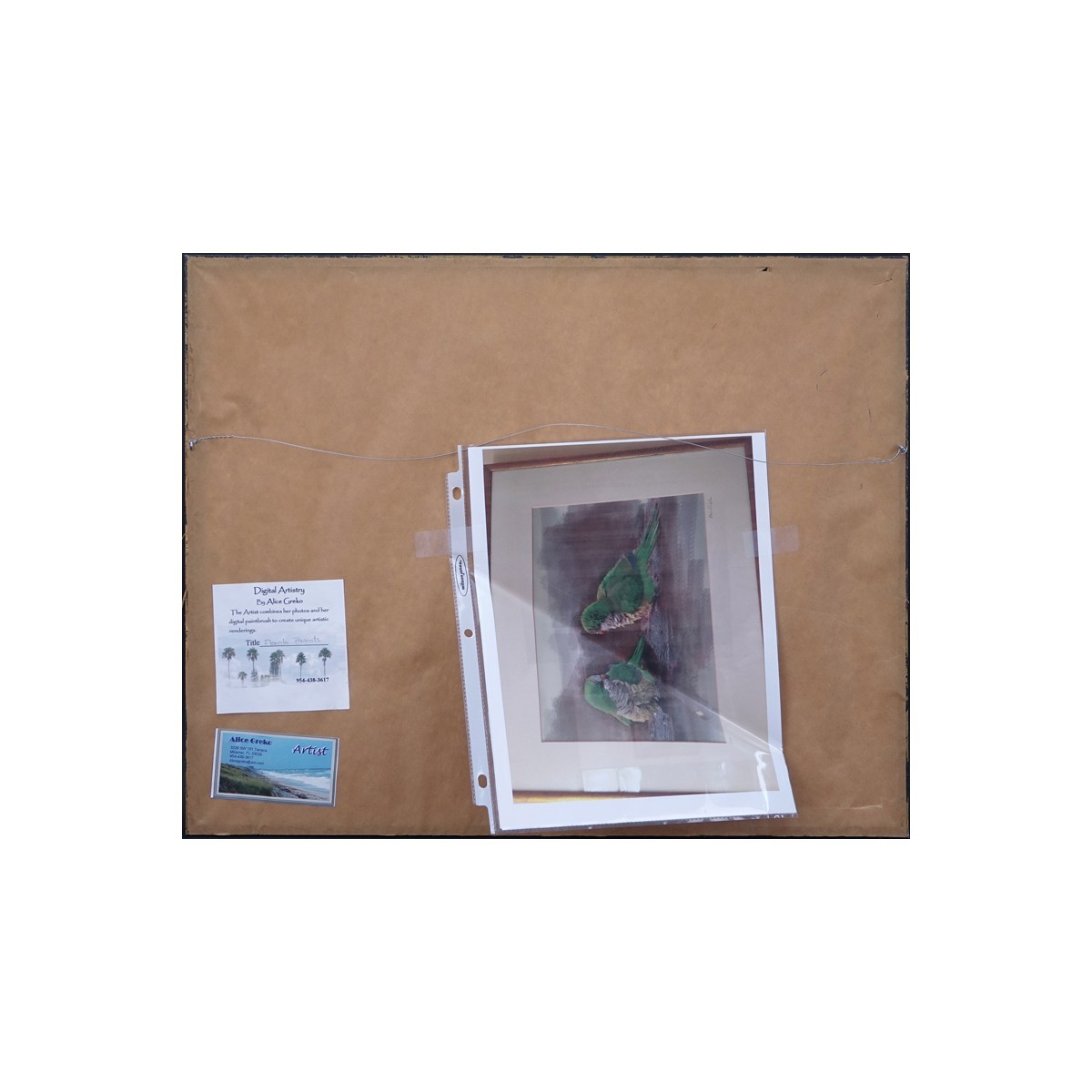 Alice Greko (20th C.) Photo and Digital Paintbrush "Florida Parrots" Signed and Numbered 3/40 in Pencil. Good condition.