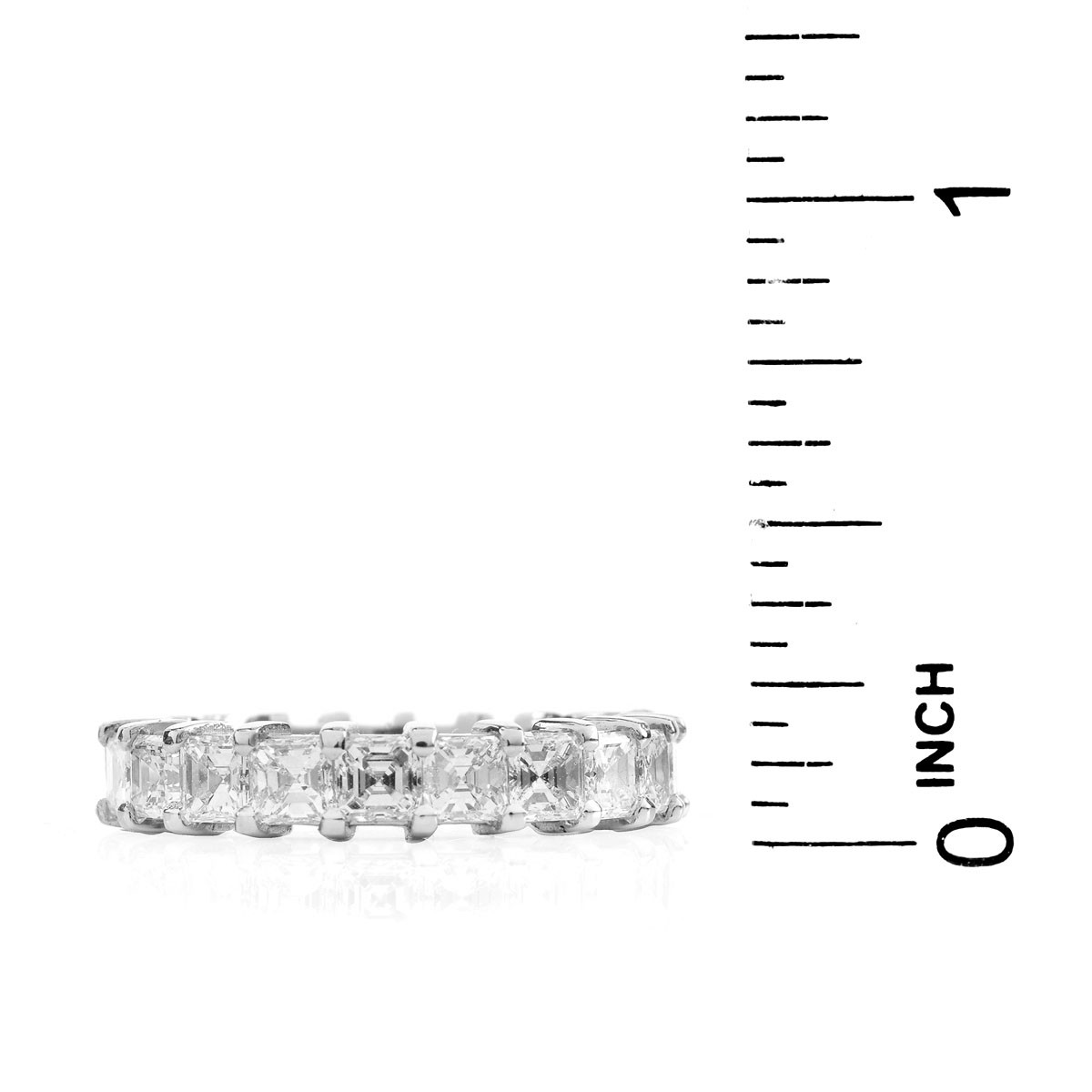 Approx. 3.90 Carat Asher Cut Diamond and Platinum Eternity Band.