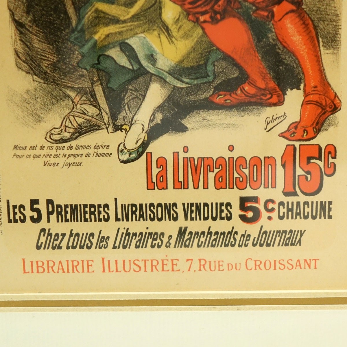 After: Jules Chéret, French (1836-1932) "Oeuvres de Rabelais" Lithograph Poster, 'Les Maîtres' Series. Good condition.