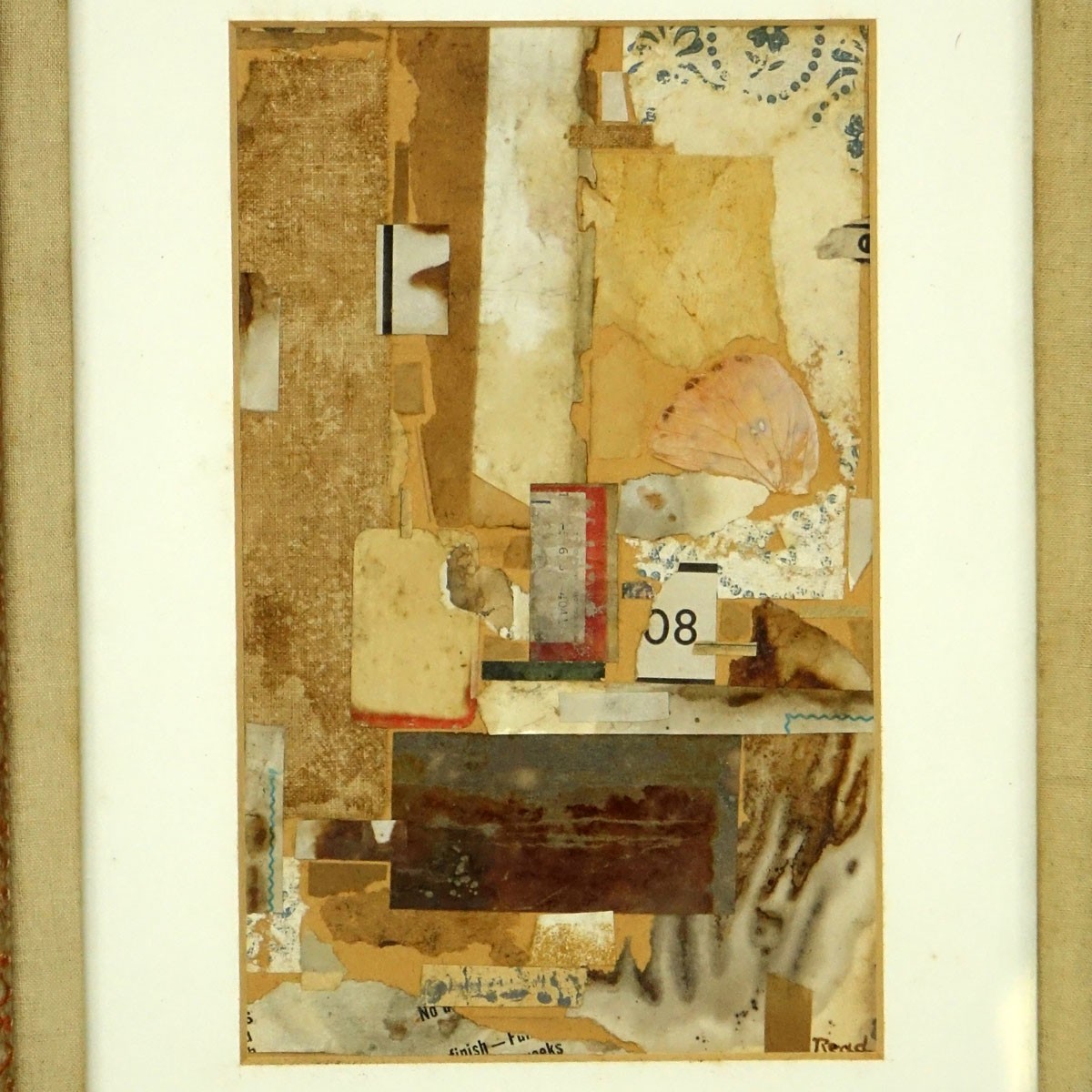 Philip Standish Read, American (1927 - 2000) Mixed Media Collage "Venetian Butterfly" Signed Lower Right, artist name and title attached en verso. Good condition.