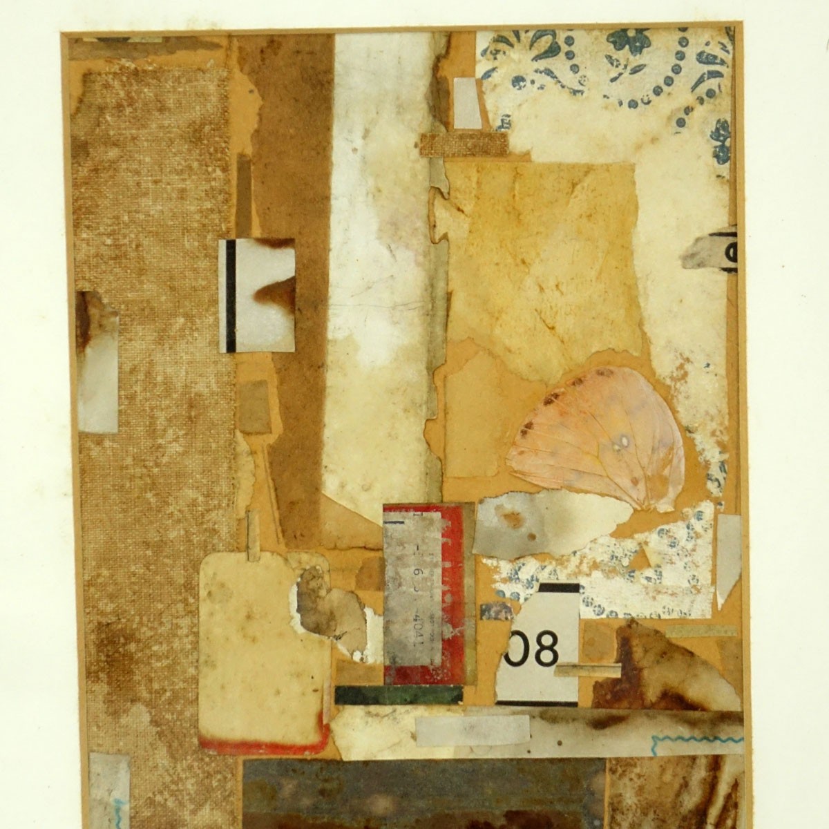 Philip Standish Read, American (1927 - 2000) Mixed Media Collage "Venetian Butterfly" Signed Lower Right, artist name and title attached en verso. Good condition.