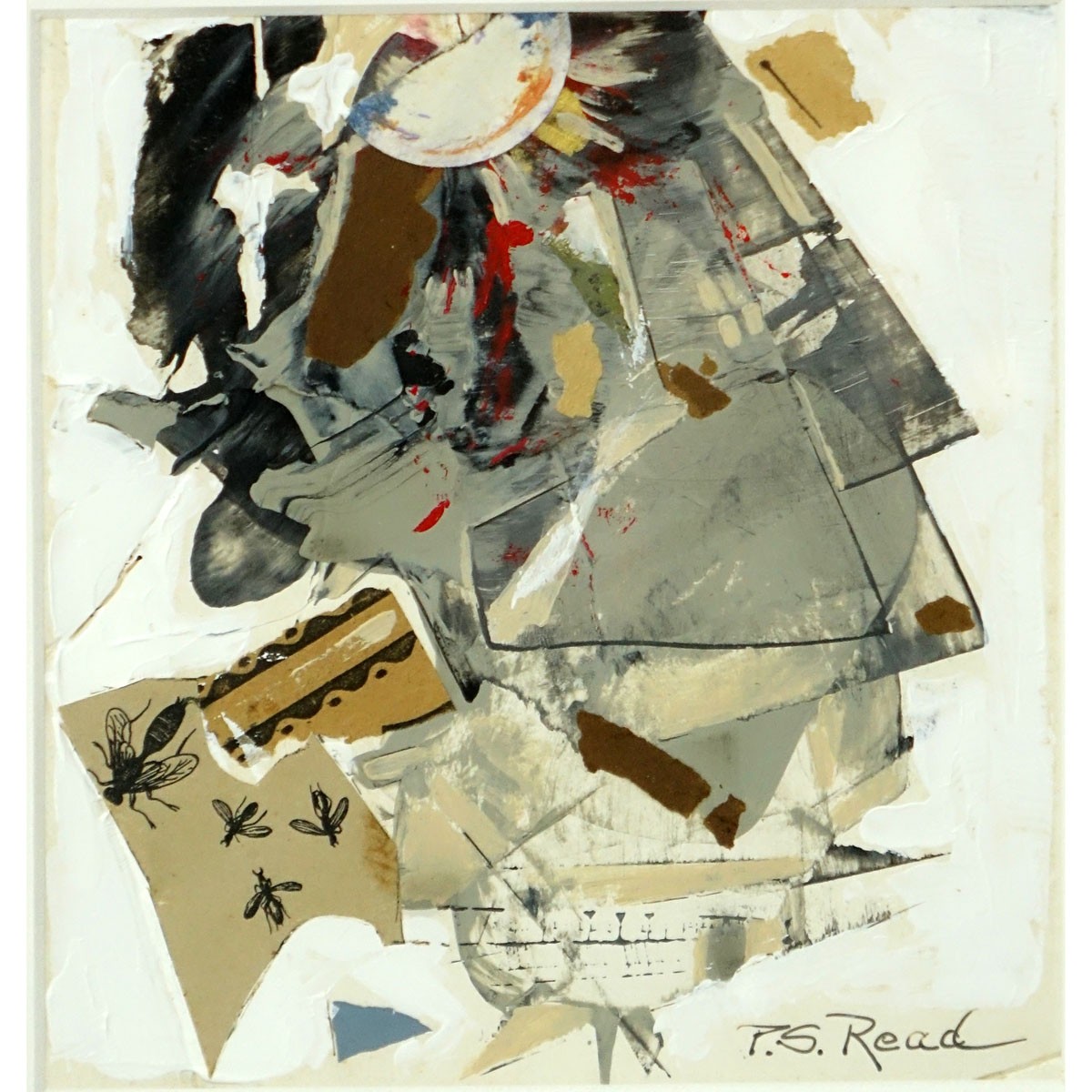 Philip Standish Read, American (1927 - 2000) Mixed Media Collage, Untitled Composition, Signed Lower Right. Good condition.