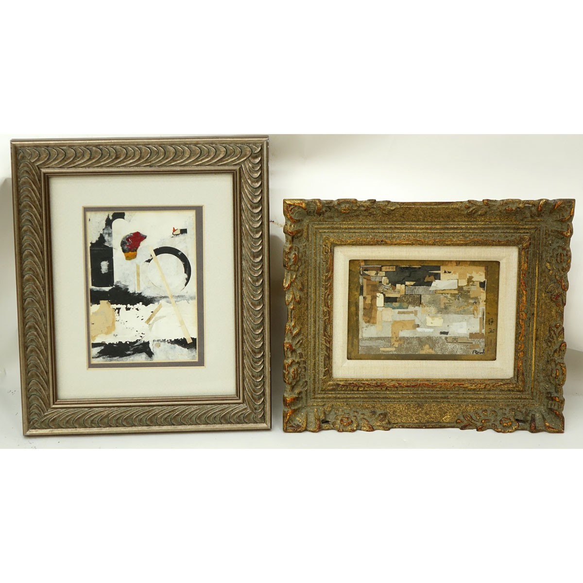 Two (2) Philip Standish Read, American (1927 - 2000) Mixed Media Collages, Abstract Compositions, Each Signed Lower Right, one is inscribed and dated 1993 en verso. Each in good condition.