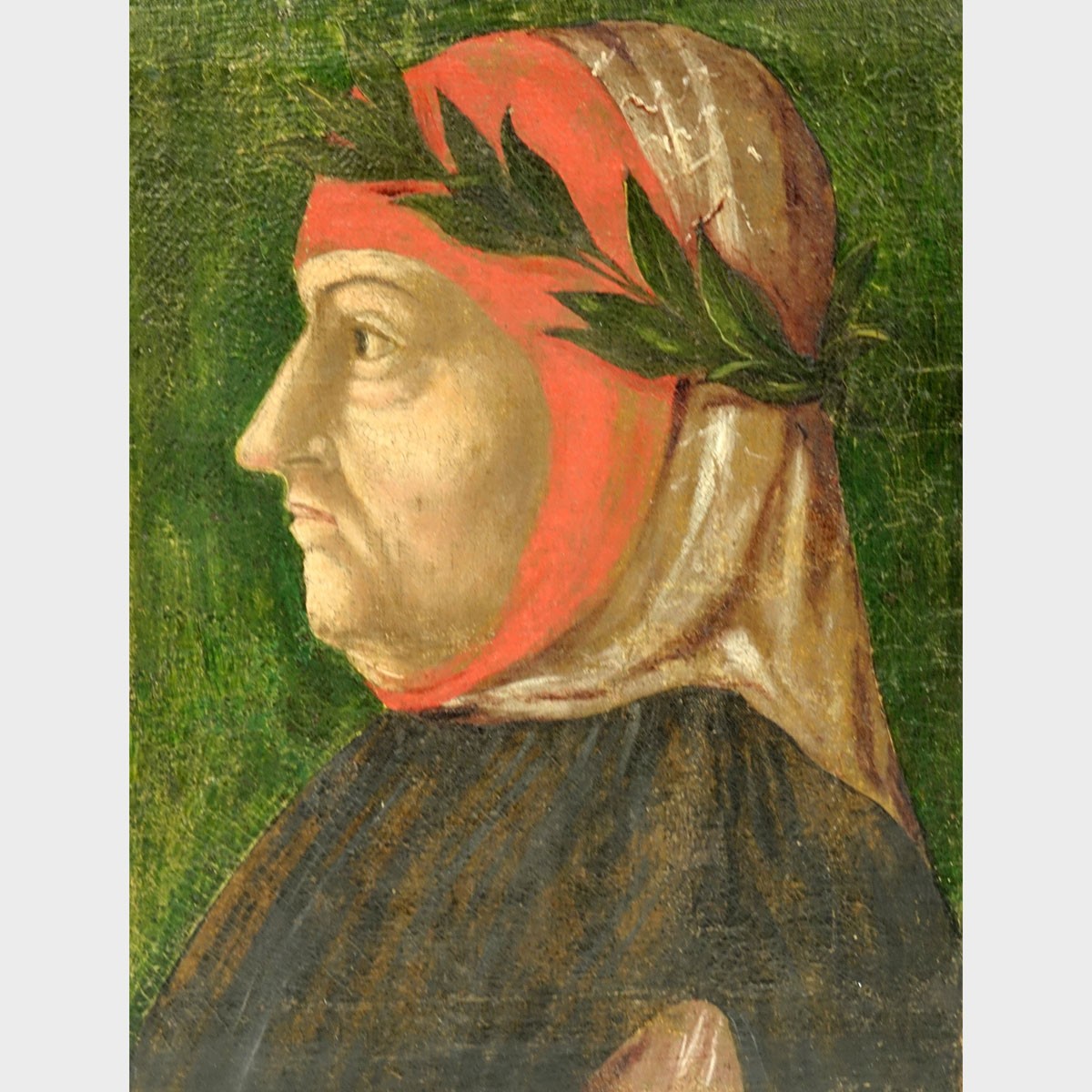 Follower of Masaccio, Italian (1401 - 1428) Oil on Canvas, Presumed Depiction of Filippo Brunelleschi, Unsigned. Conserved condition, heavy craquelure and paint loss, fading.