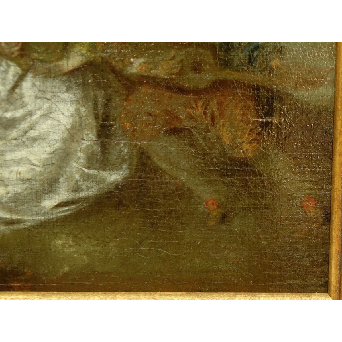 Attributed to: Antoine Watteau, French (1684 - 1721) Oil on Relined Canvas Conserved on Wood Panel "Fete Champetre", Artist name and date inscribed on plaque affixed to frame. Label attached en verso, inscribed "Watteau" on obverse side of the canvas.