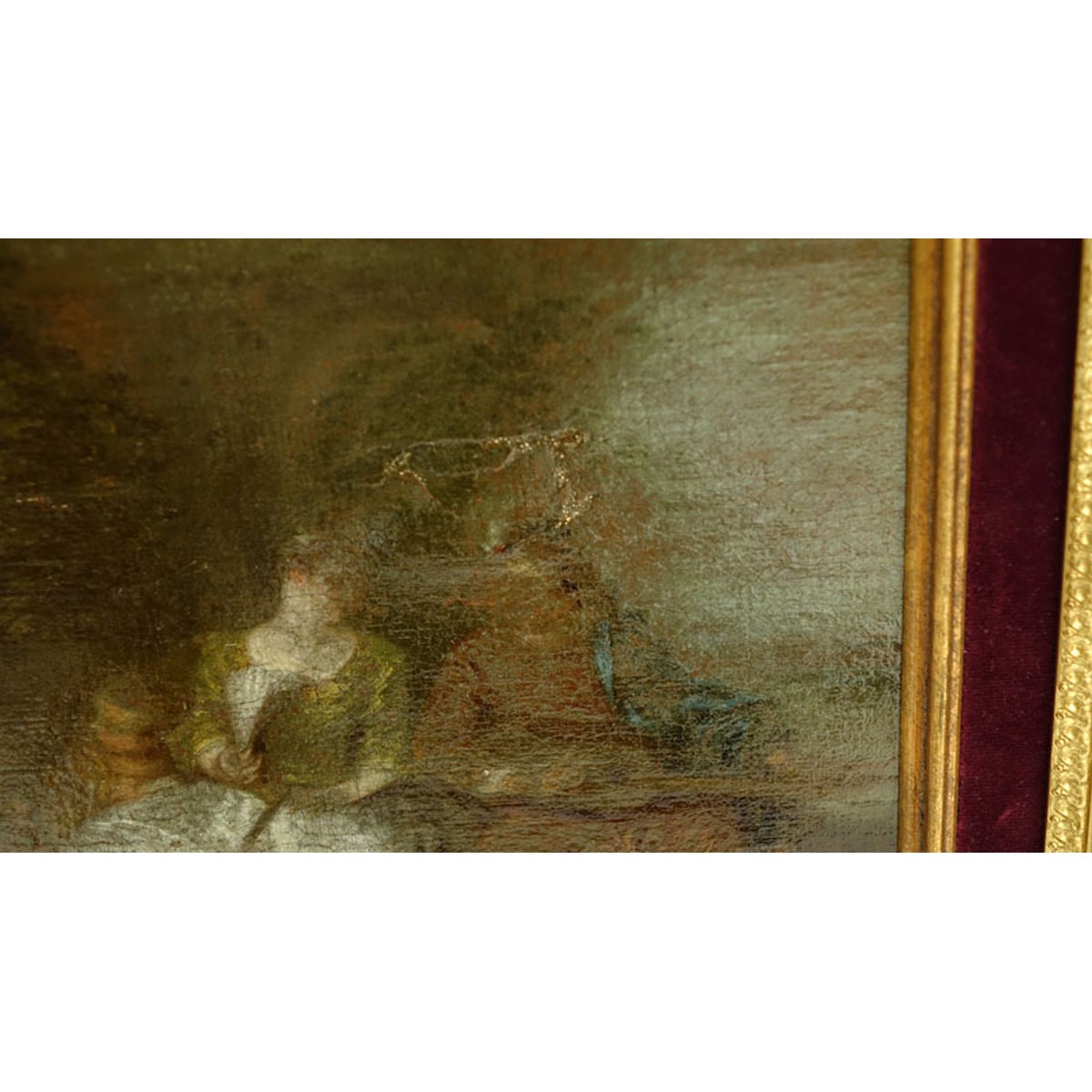 Attributed to: Antoine Watteau, French (1684 - 1721) Oil on Relined Canvas Conserved on Wood Panel "Fete Champetre", Artist name and date inscribed on plaque affixed to frame. Label attached en verso, inscribed "Watteau" on obverse side of the canvas.