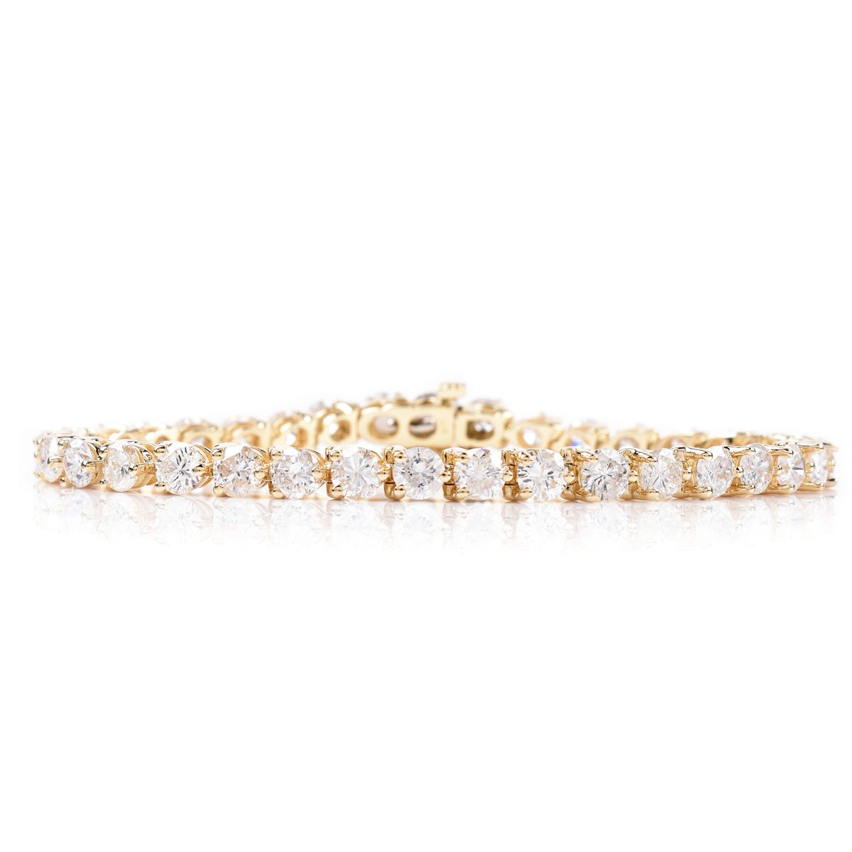 Approx. 10.0 Carat Round Brilliant Cut Diamond and 14 Karat Yellow Gold Line Bracelet.