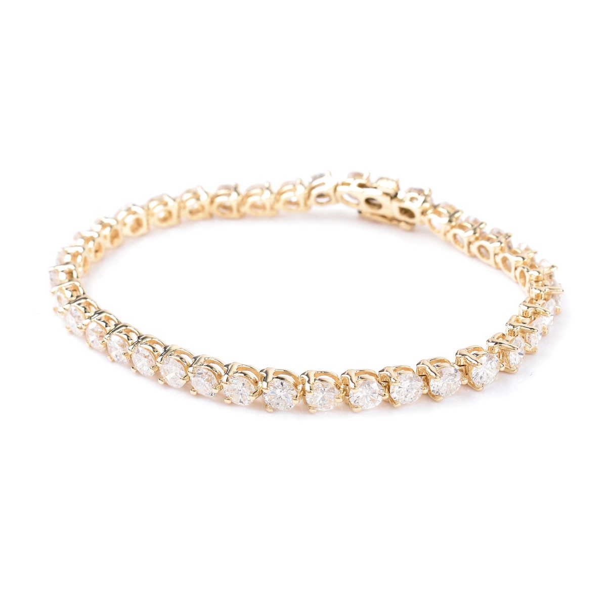 Approx. 10.0 Carat Round Brilliant Cut Diamond and 14 Karat Yellow Gold Line Bracelet.