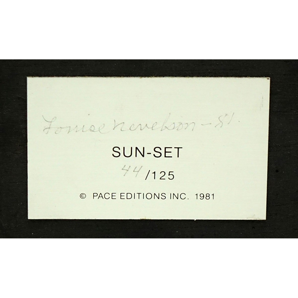 Louise Nevelson, Russian/American (1899 - 1988) Cast polyester resin "Sun-Set, 1981" Tag signed and numbered 44/125 en verso. Published by Pace Editions Inc.