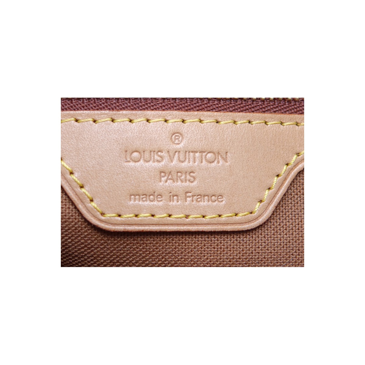 Louis Vuitton Brown Monogram Coated Canvas Cabas Piano Bag. Golden brass hardware, brown interior with zipper and patch pockets, vachetta straps.