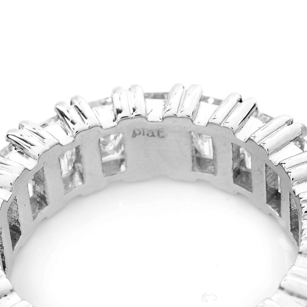 Approx. 7.0 Carat Emerald Cut Diamond and Platinum Eternity Band.