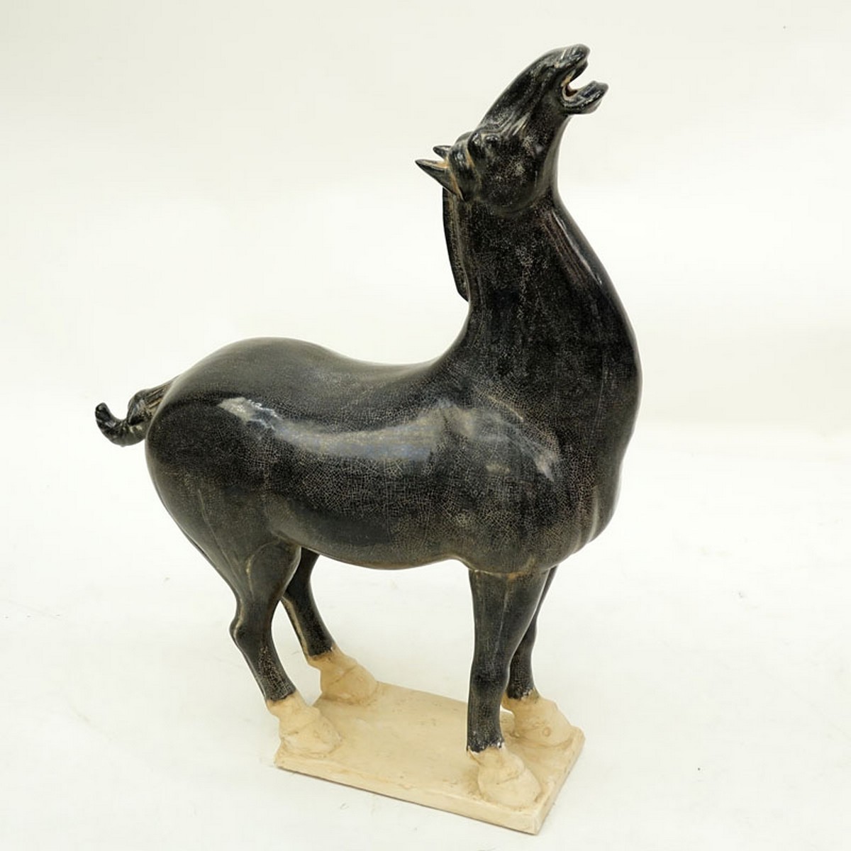 Chinese Tang Dynasty Style Pottery Sancai Horse. Crackle to glaze, rubbing.