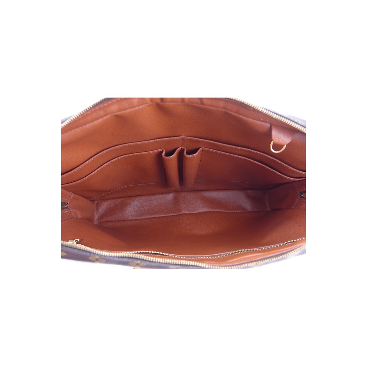 Louis Vuitton Brown Monogram Coated Canvas  Voyage Porte-Documents. Golden brass hardware, brown interior with zippered and various patch pockets.