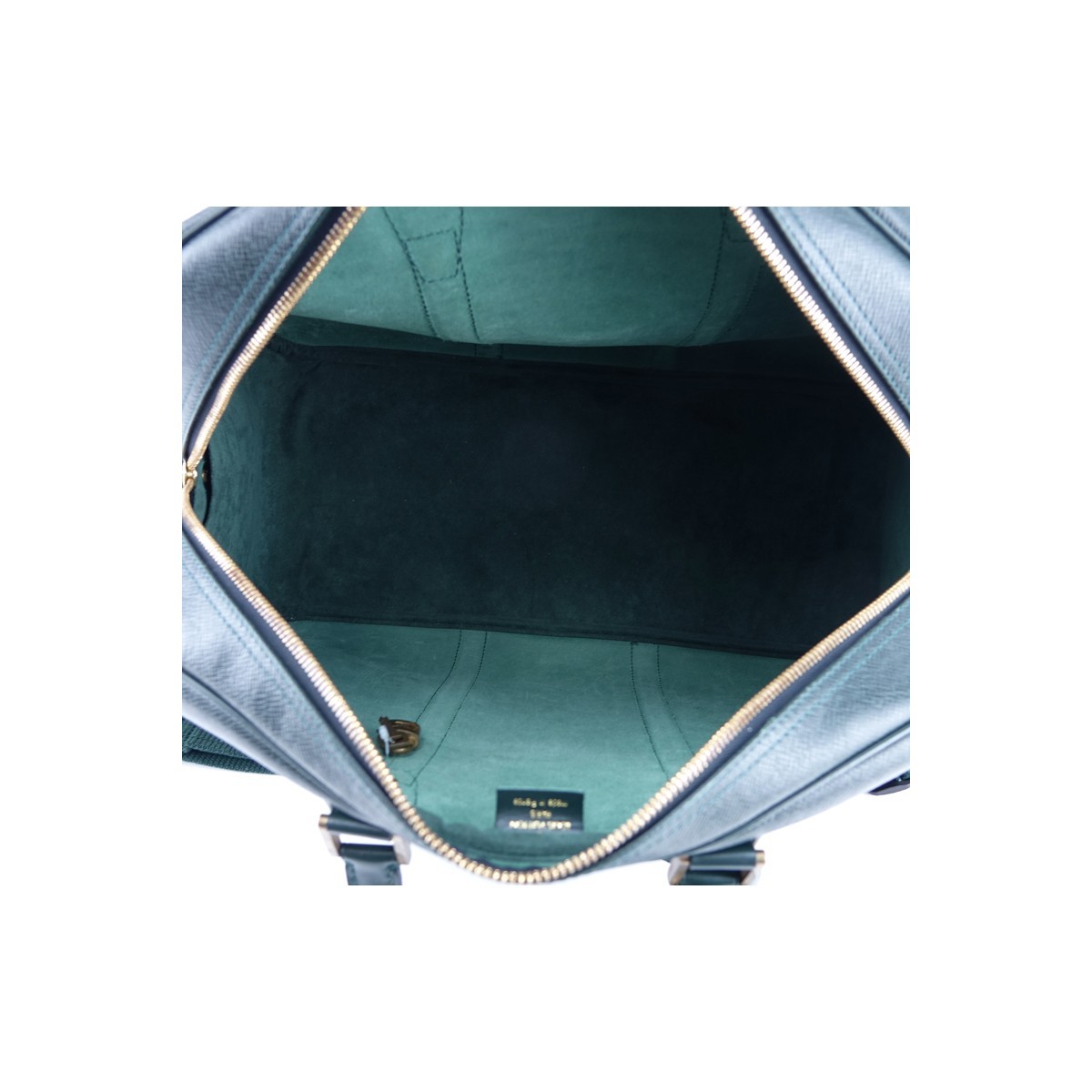 Louis Vuitton Dark Green Tiaga Leather Kendall PM Travel Bag. Golden Brass Hardware, green leather interior, canvas shoulder strap, leather luggage tag, cadenas & keys.