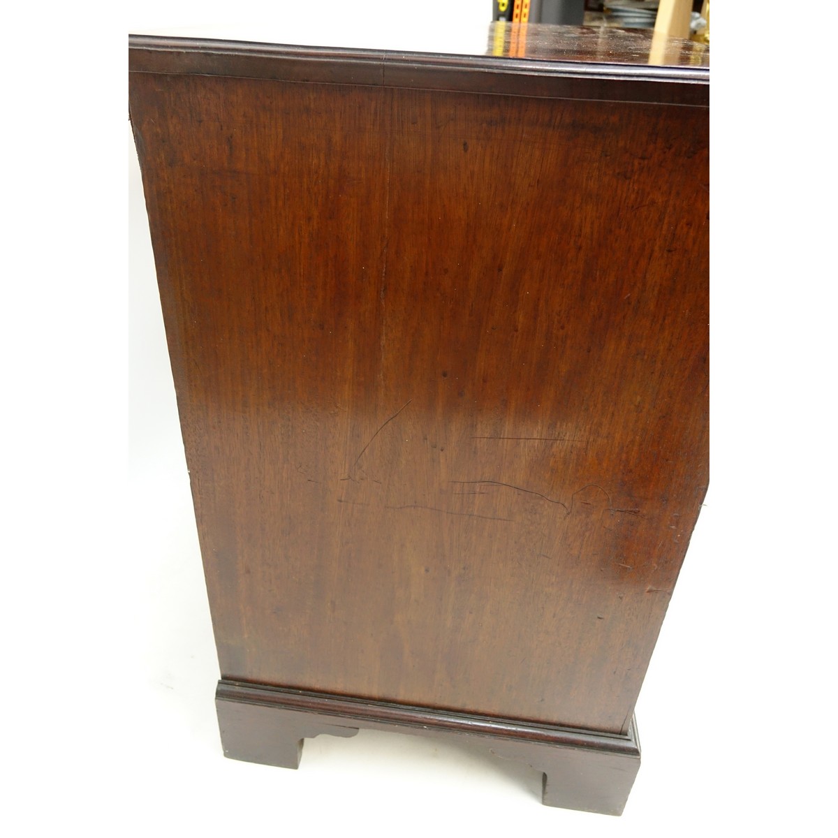 19th Century English Georgian Mahogany Chest of Drawers/Commode. Three large sliding drawers with bracket feet.