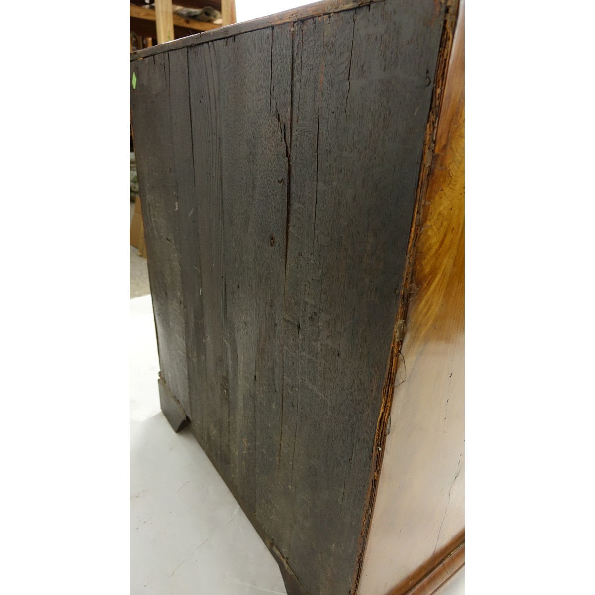 18/19th Century French Inlaid Drop Front Desk with Bronze Pulls. Two sliding drawers and two large drawers, interior compartments.