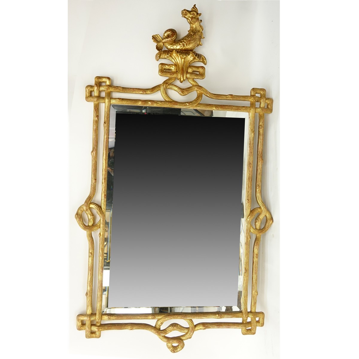 20th Century Italian Gilt Wood Decorative Mirror. Unsigned.