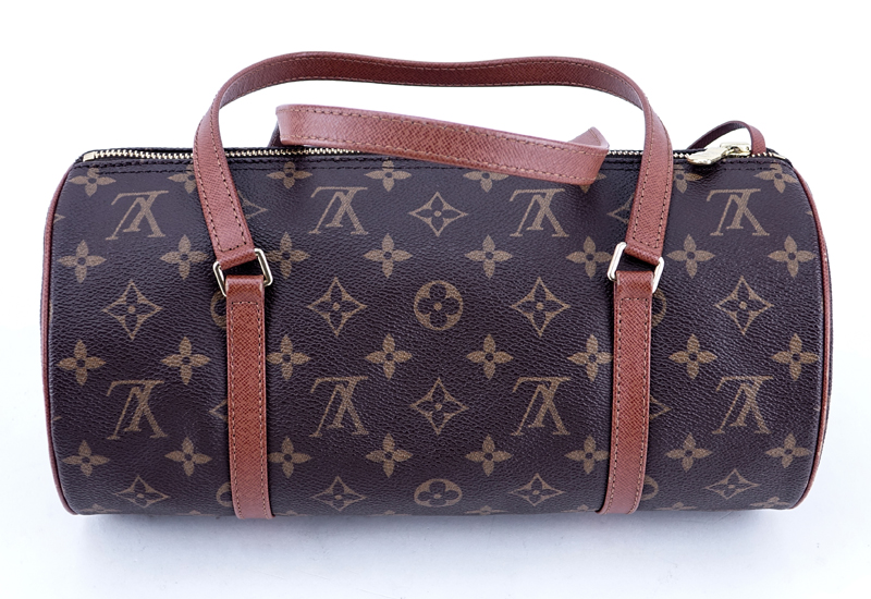 Louis Vuitton Brown Monogram Coated Canvas Papillon 30 Handbag. Attached pouch.