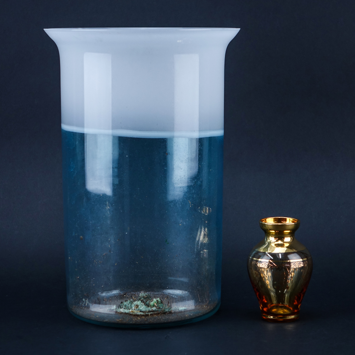 Murano Barbini "Incalmo" Vase and Small Gilt Decorated Vecchia Murano Bud Vase. The Barbini is signed with etched signature and original label.