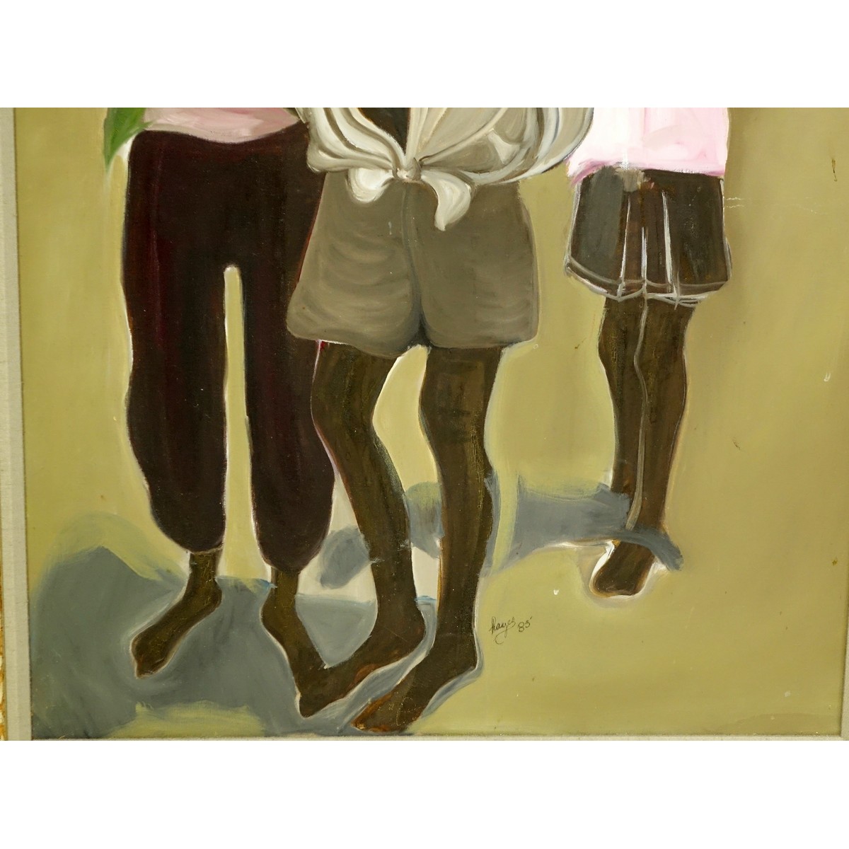 Hayes (20th C) Oil on Canvas, Tribal Children in Village, Signed and Dated 1995 Lower Right. Art Basel 2007 inscription en verso.