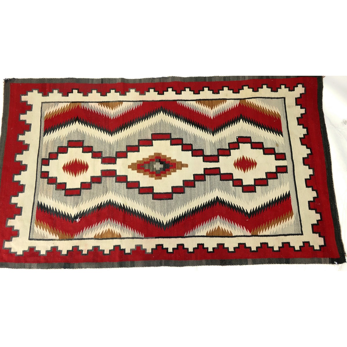 Mid 20th Century Navajo Wool Eye-Dazzler Blanket. Unsigned.