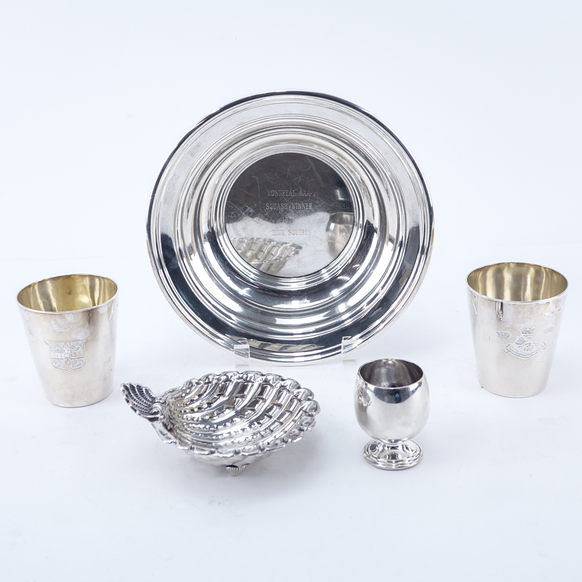 Five (5) Piece Silver Lot of Table Top Items. Includes: bowl 9-5/8" Dia.