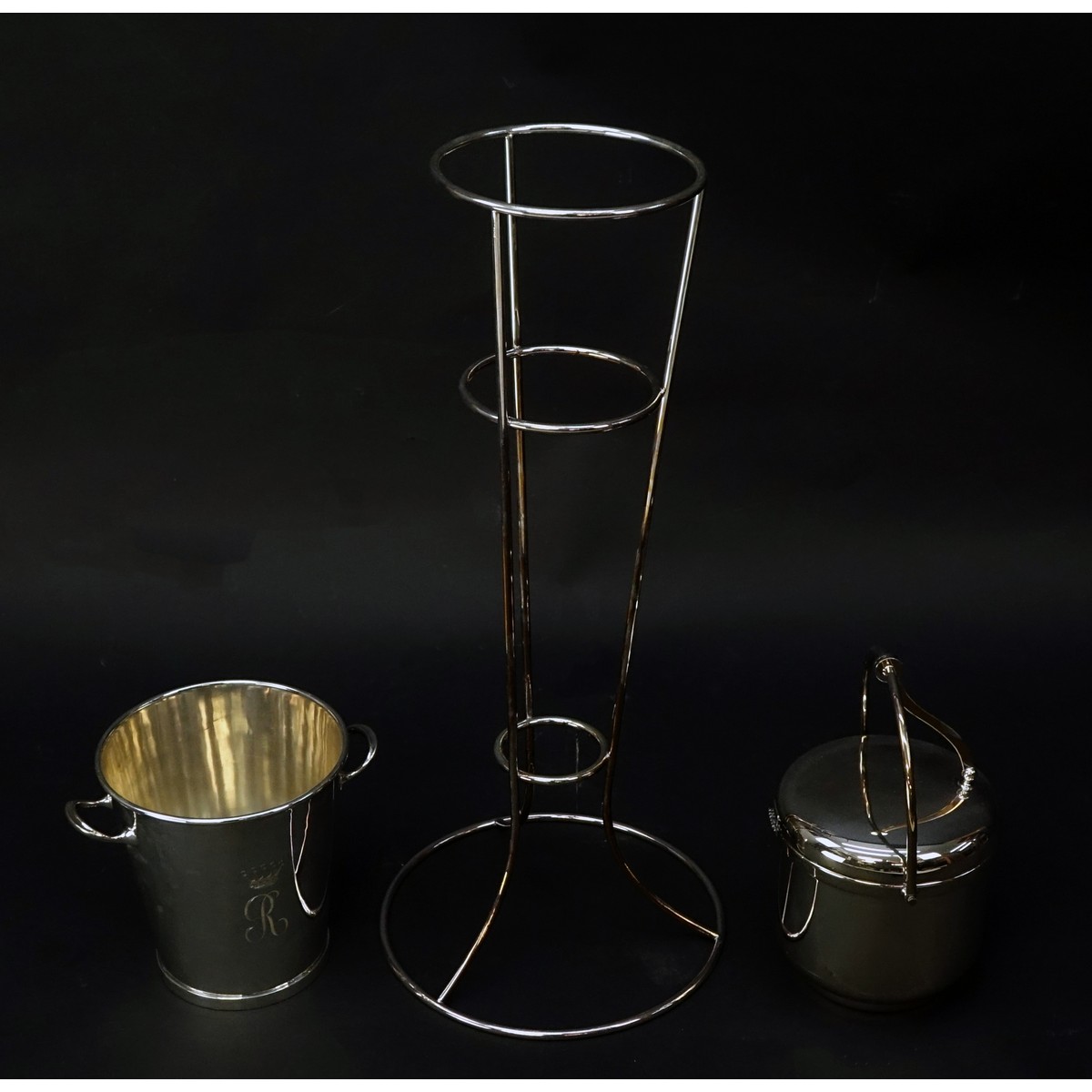 Vintage Silver Plate Standing Wine Bucket and Ice Bucket. Standing bucket marked Made In England.