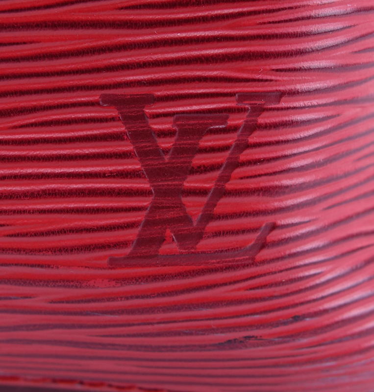 Louis Vuitton Red Epi Leather Noe PM Bag. Golden brass hardware.