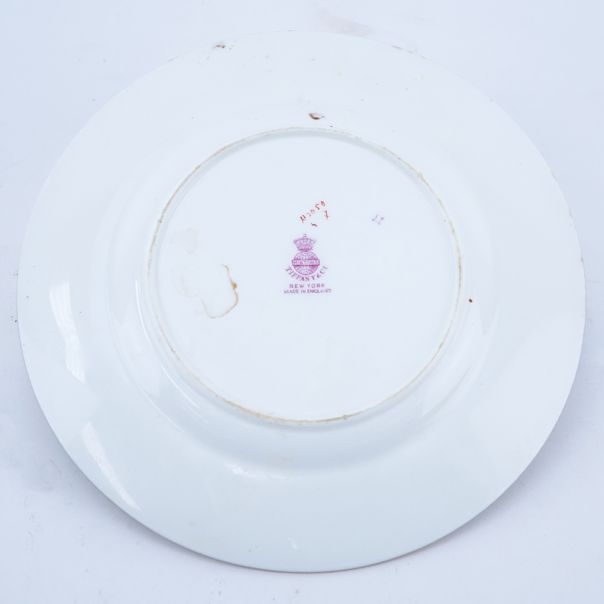 Twelve (12) Mintons For Tiffany Hand Painted Porcelain Dessert Plates. Signed.