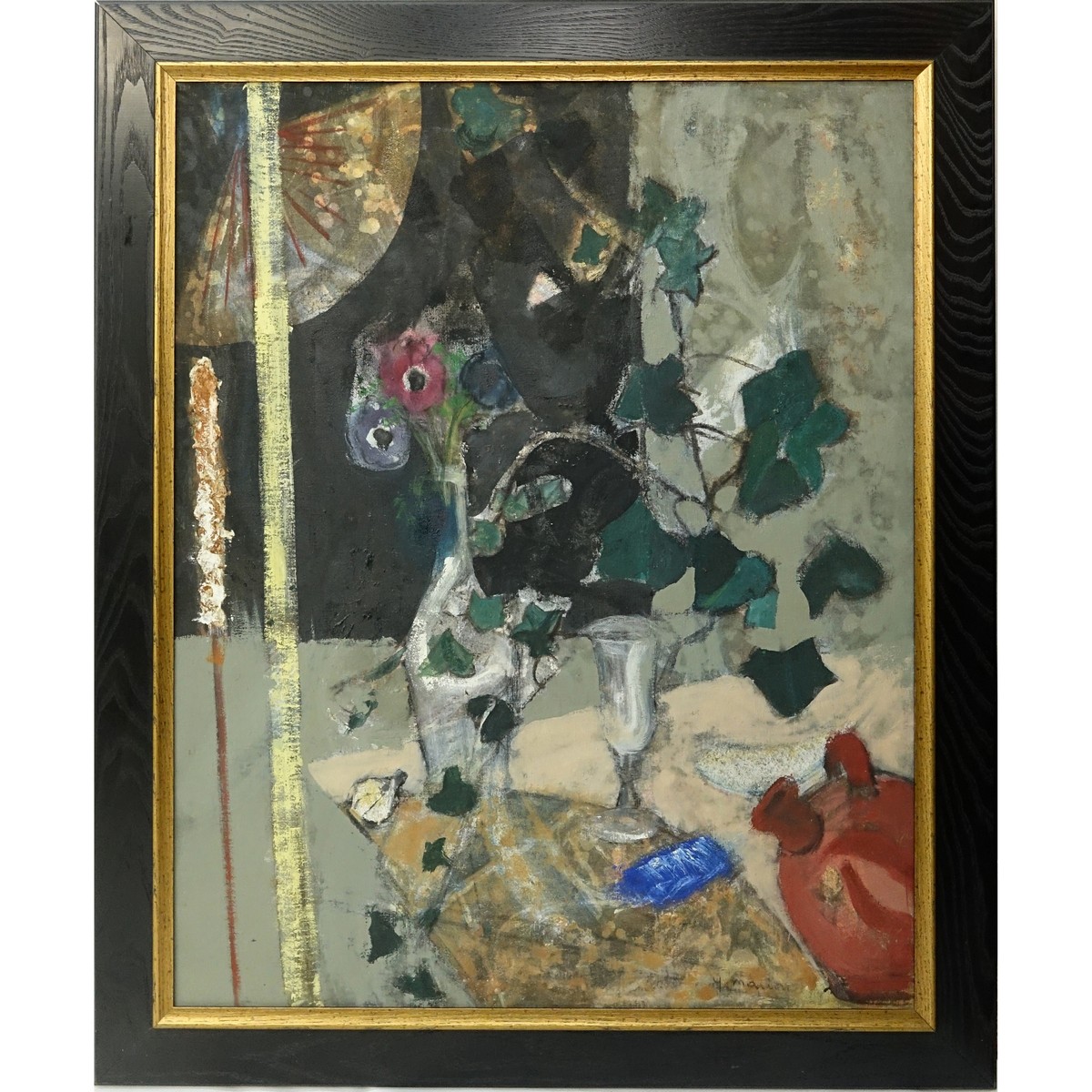 Marion, French (20th C) Oil on Canvas, Nature Morte, Signed Lower Right. Inscribed en verso.