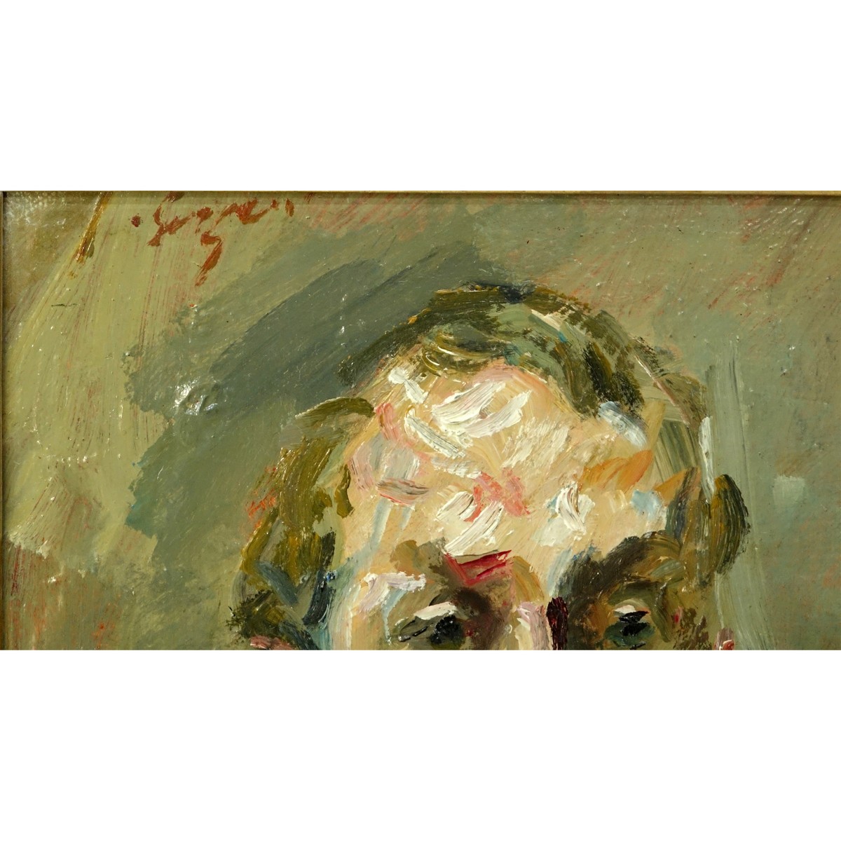 Impressionist School Oil On Canvas Laid On Board "Portrait". Indistinctly signed upper left.