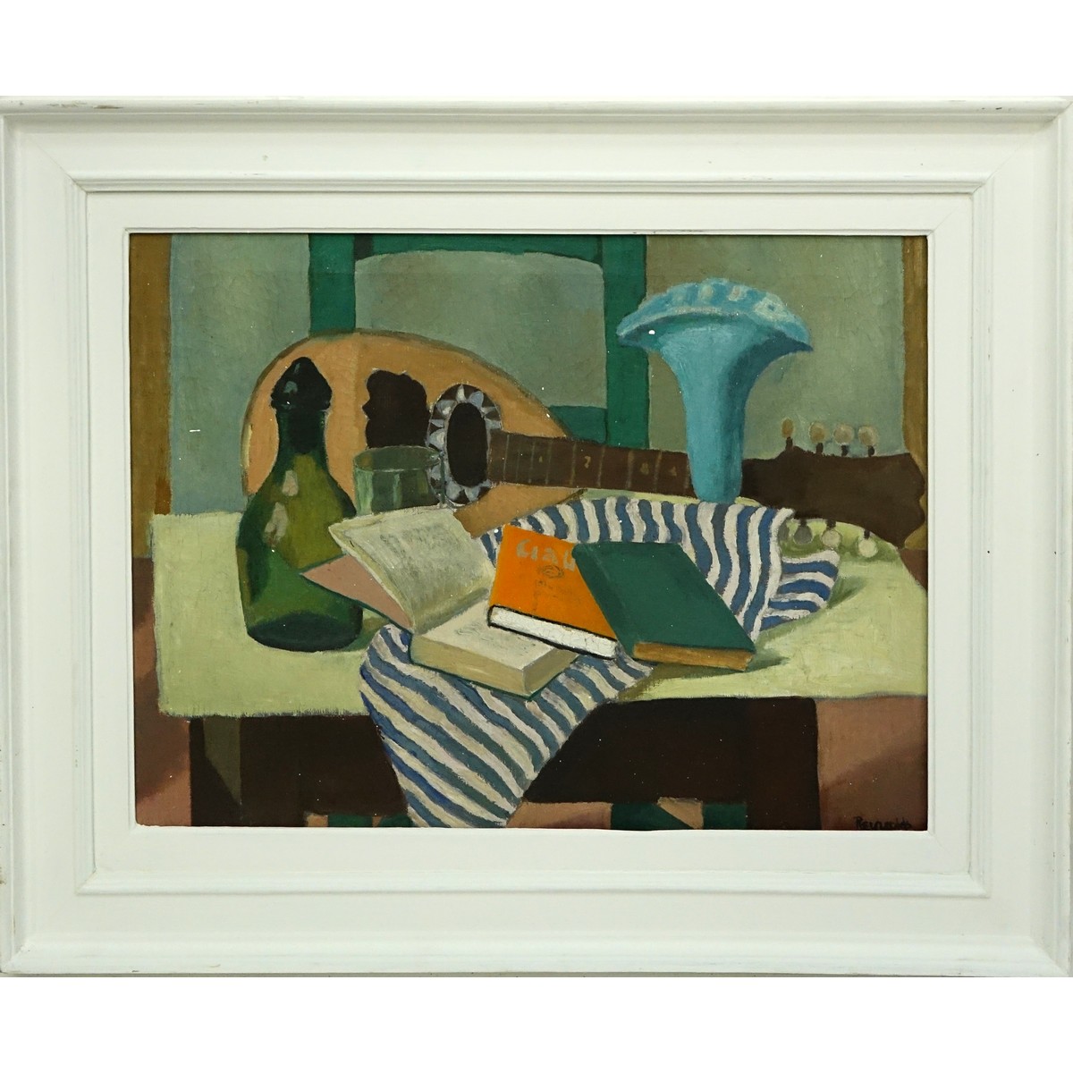 Mid Century Oil On Canvas "Still Life". Signed Reynolds, inscribed and dated '49 en verso.